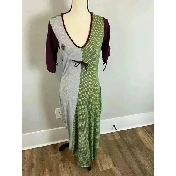 Angels Never Die Maxi Cinched Dress With Tie Retro Goth Boho Peasant MSRP $195 - Picture 1 of 16